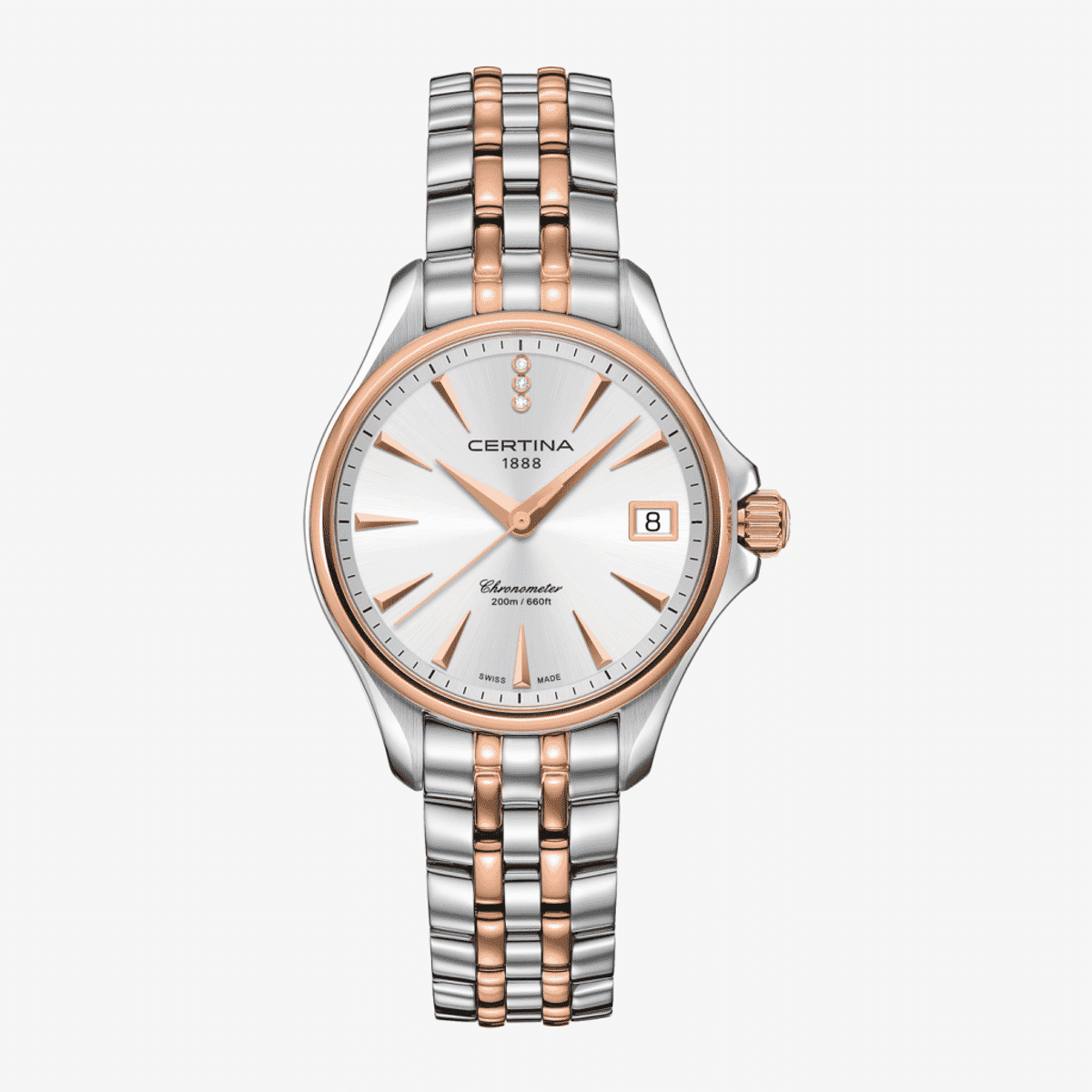 Reloj Certina DS Action Lady Diamonds bicolor acero y oro rosa con esfera plateada - C0320512203600