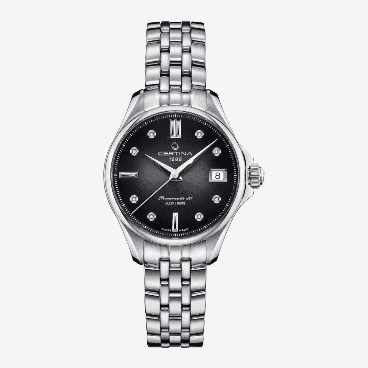 Reloj Certina DS Action Lady Powermatic 80 con caja y brazalete de acero, esfera negra - C0322071105600