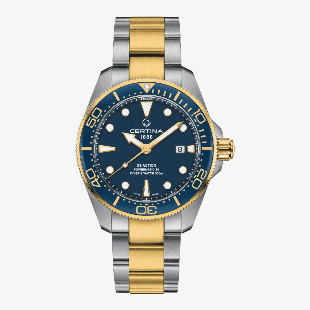 Reloj Certina DS Action Diver 43mm con caja y brazalete bicolor en acero y oro, esfera azul - C0326072204100