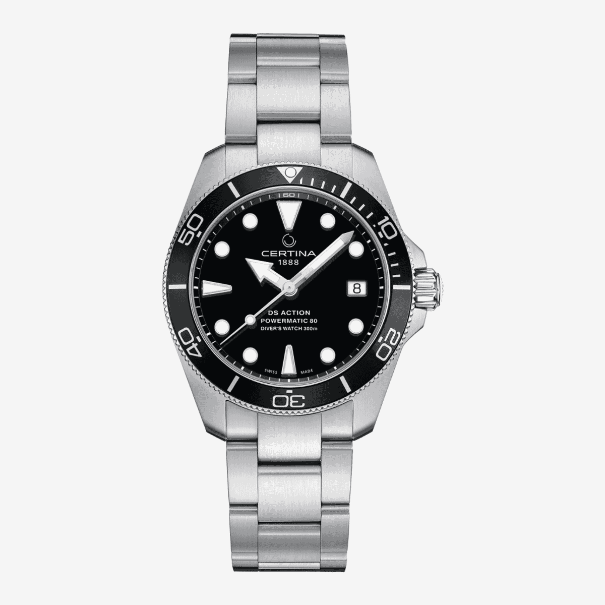 Reloj Certina DS Action Diver 38mm Powermatic 80 Acero, Esfera Negra - C0328071105100