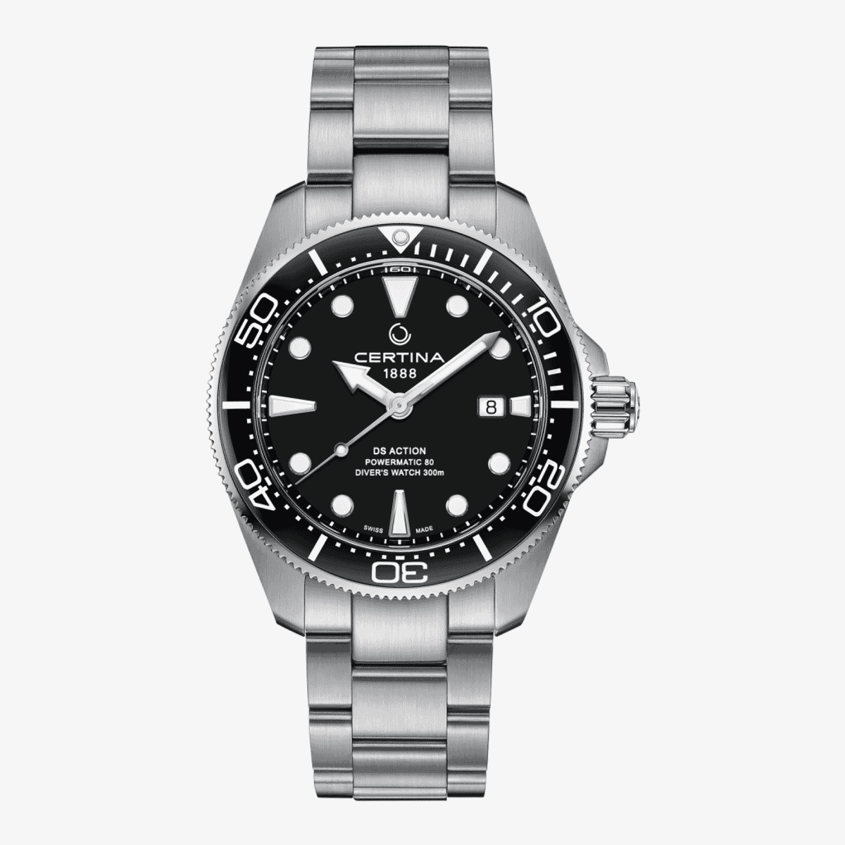 Reloj Certina DS Action Diver 43mm Powermatic 80 Acero, Esfera Negra - C0326071105100