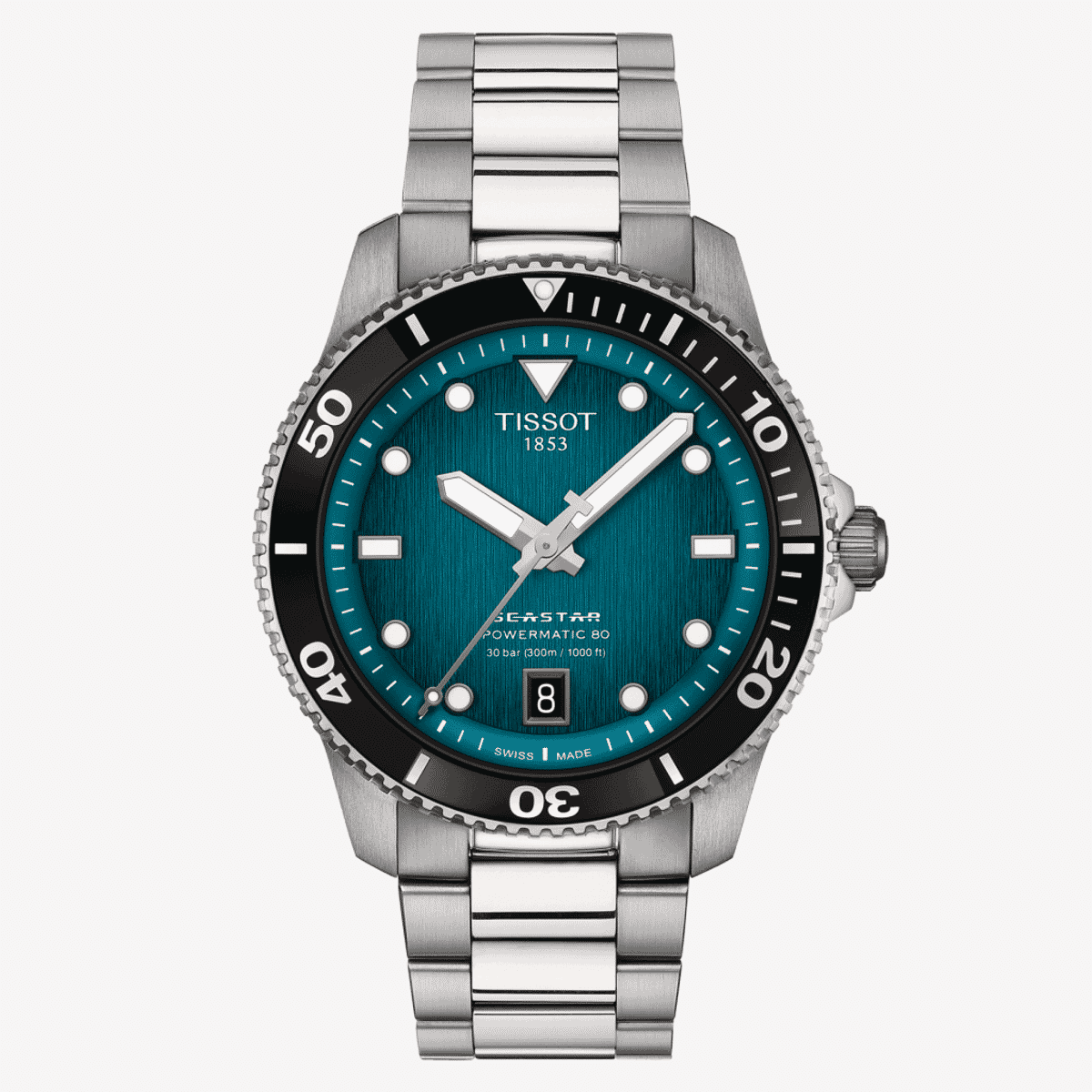 Reloj Tissot Seastar 1000 con esfera turquesa y brazalete de acero - T1208071109100