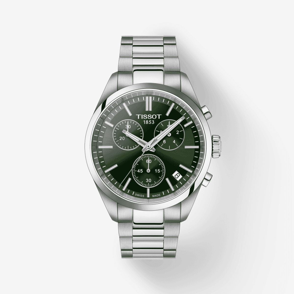 Reloj Tissot PR 100 Chronograph con esfera verde y brazalete de acero - T1504171109100