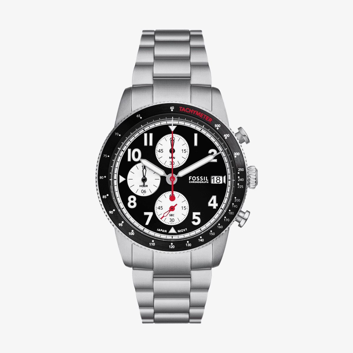 Reloj Fossil Sport Tourer cronógrafo con esfera negra y brazalete de acero - FS6045