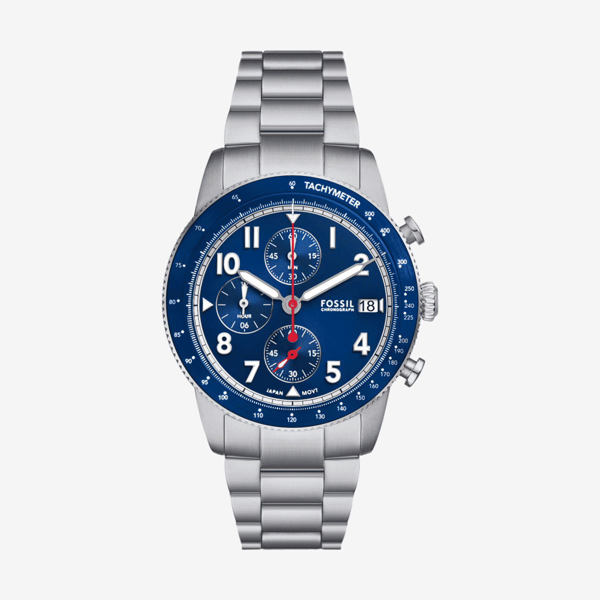 Reloj Fossil Sport Tourer cronógrafo con esfera azul y brazalete de acero - FS6047