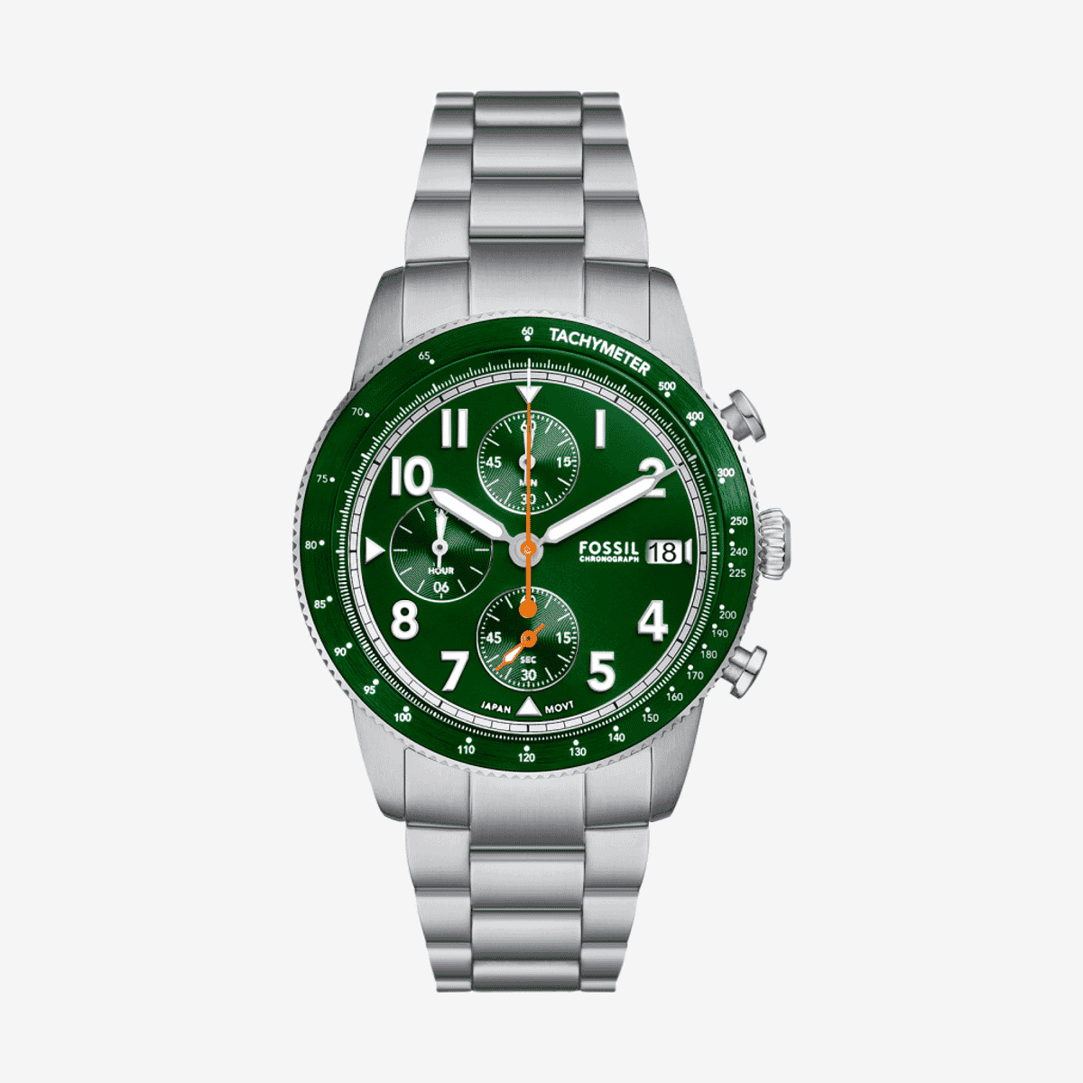 Reloj Fossil Sport Tourer cronógrafo con esfera verde y brazalete de acero - FS6048