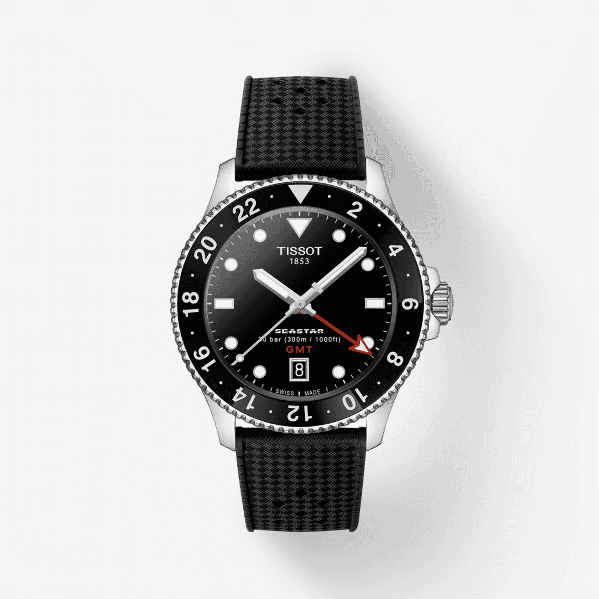 Reloj Tissot Seastar 1000 Quartz GMT, Correa de goma - T1208521705100