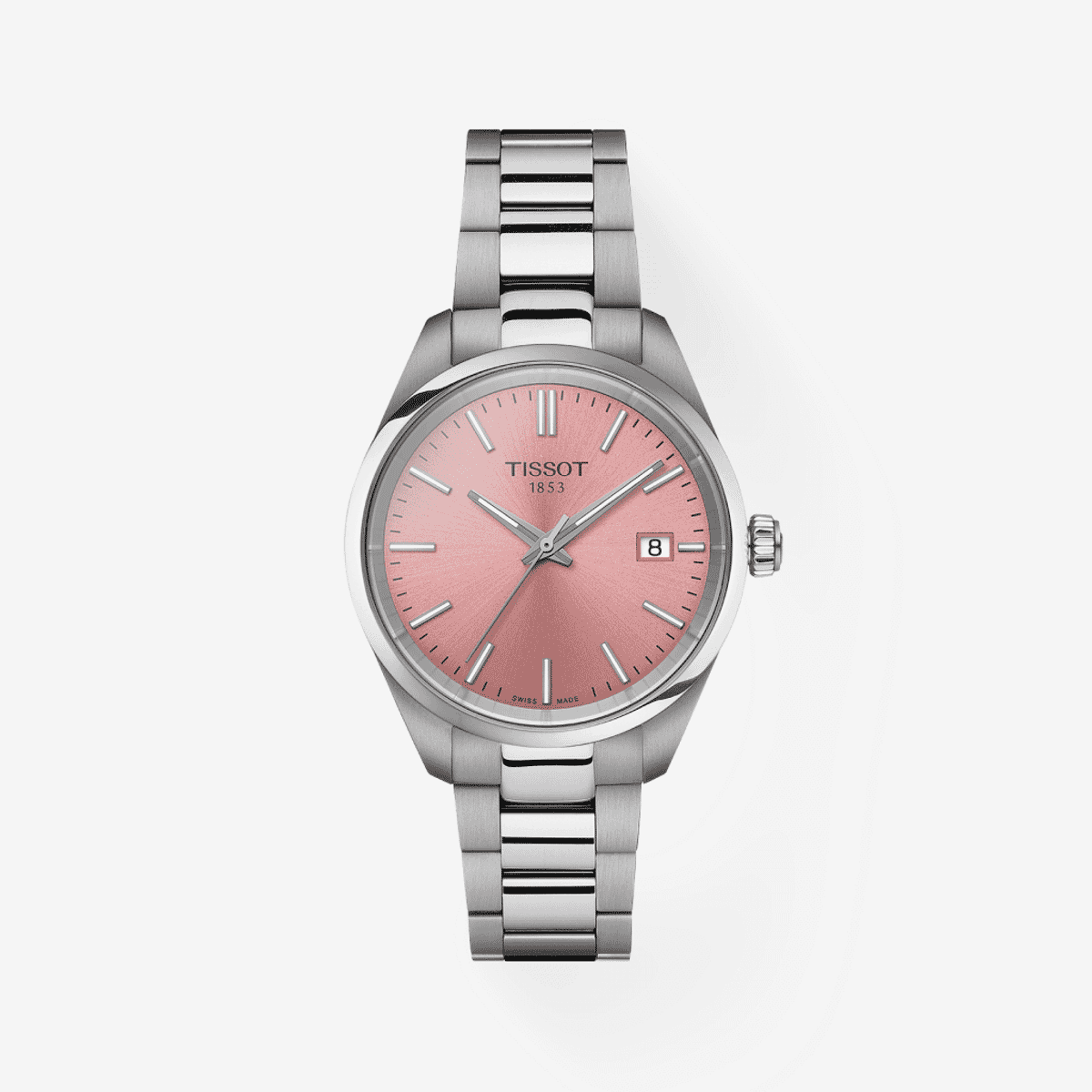 Reloj Tissot PR 100 Quartz con esfera rosa y brazalete de acero - T1502101133100