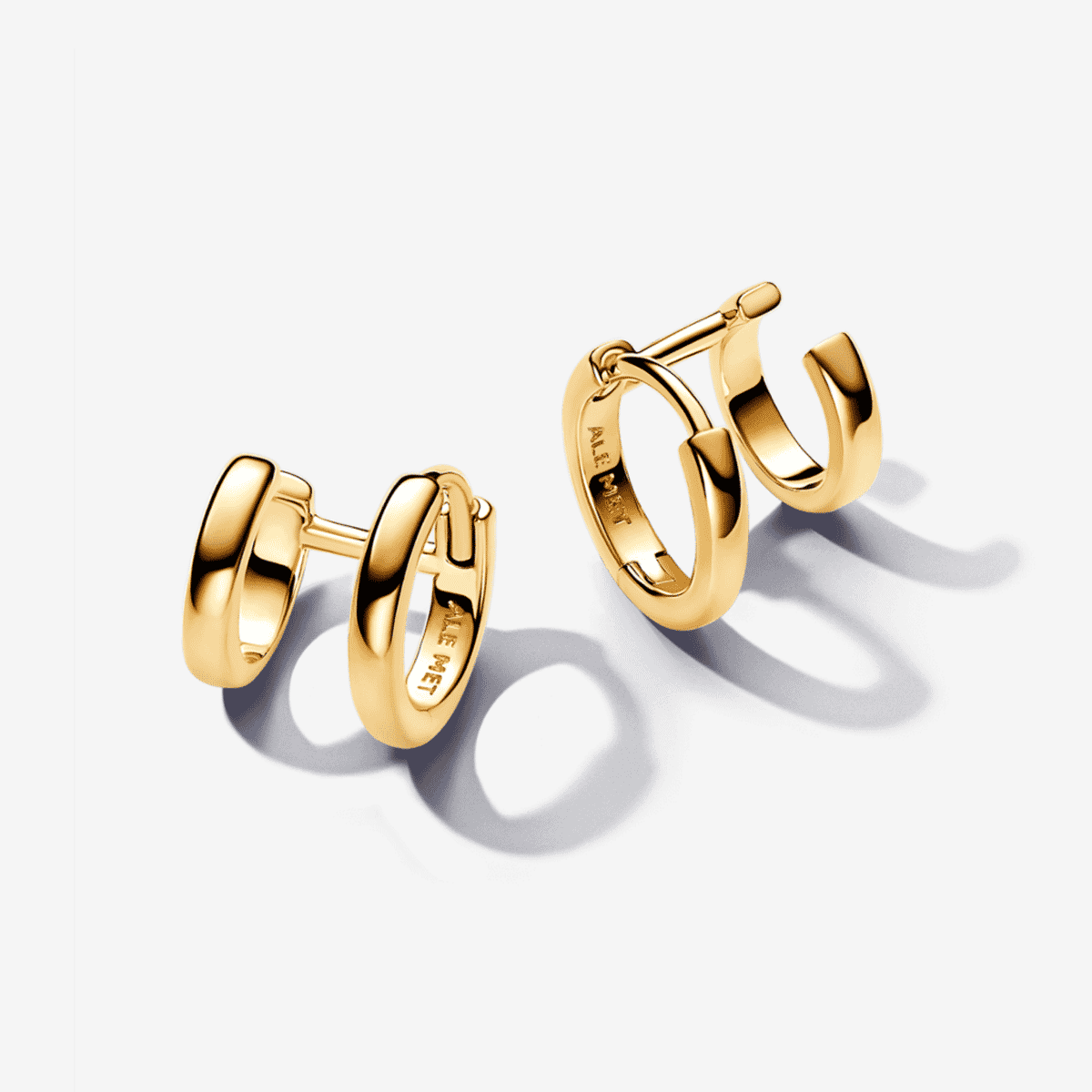 Pendientes Pandora de aro abrazo doble chapados en oro - 263280C00