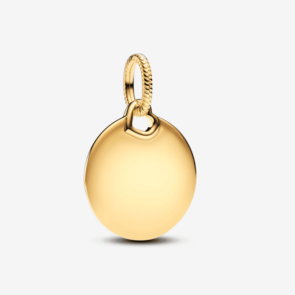 Charm colgante Pandora en aleación chapada en oro, diseño circular liso grabable - 368610C00