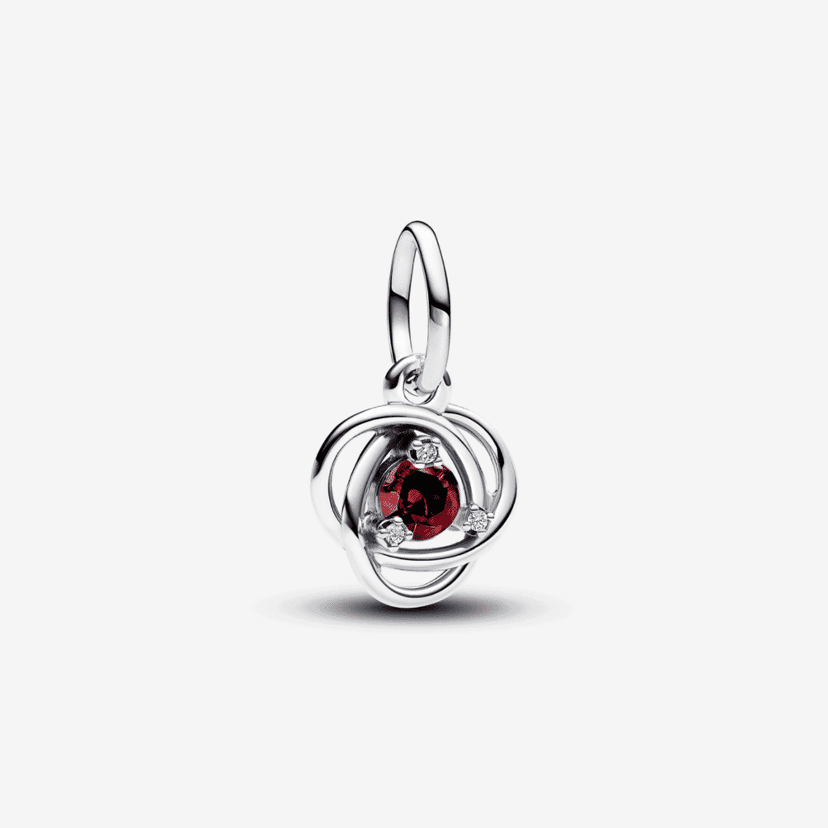 Charm colgante Pandora en plata con diseño de rosa y cristal rojo - 793125C01