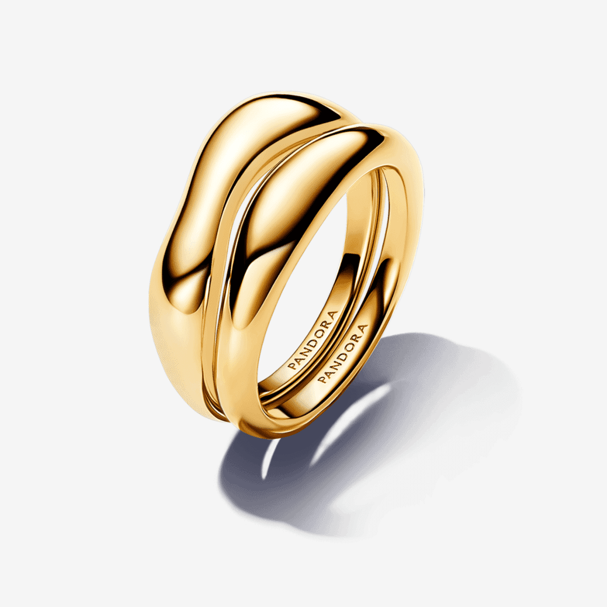 Anillo Pandora en aleación chapada en oro, diseño curvo apilable - 163264C00