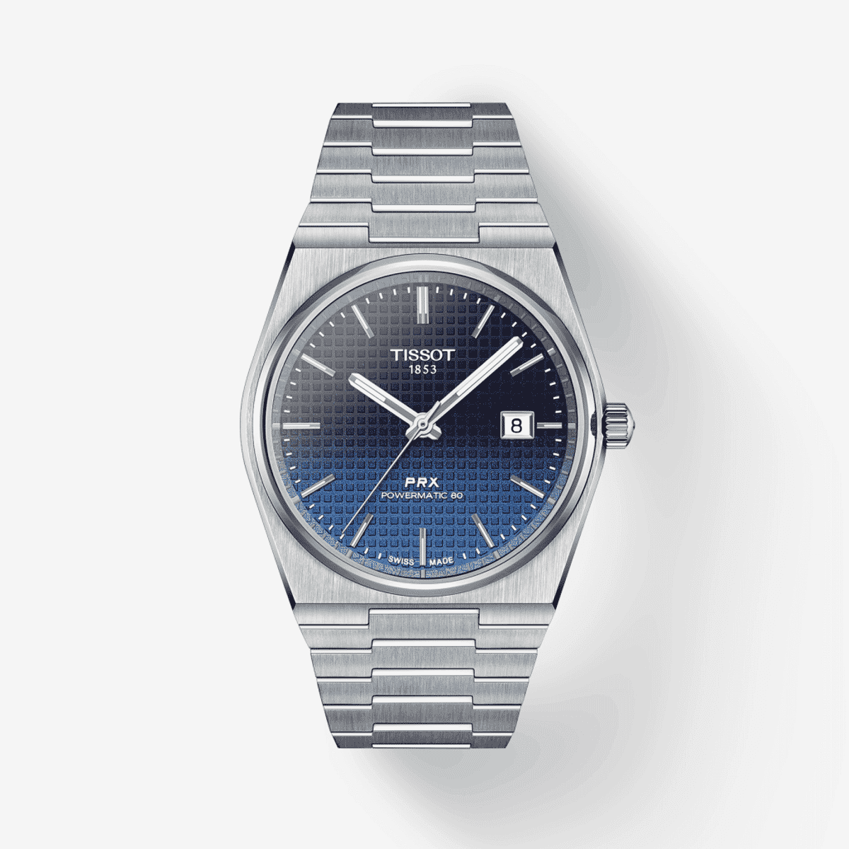 Reloj Tissot PRX Powermatic 80 con esfera azul degradado y brazalete de acero - T1374071105101