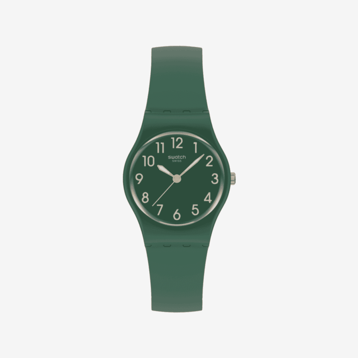 Reloj Swatch Notes of Pecan con caja y correa en verde oscuro, esfera verde con números dorados - LG130