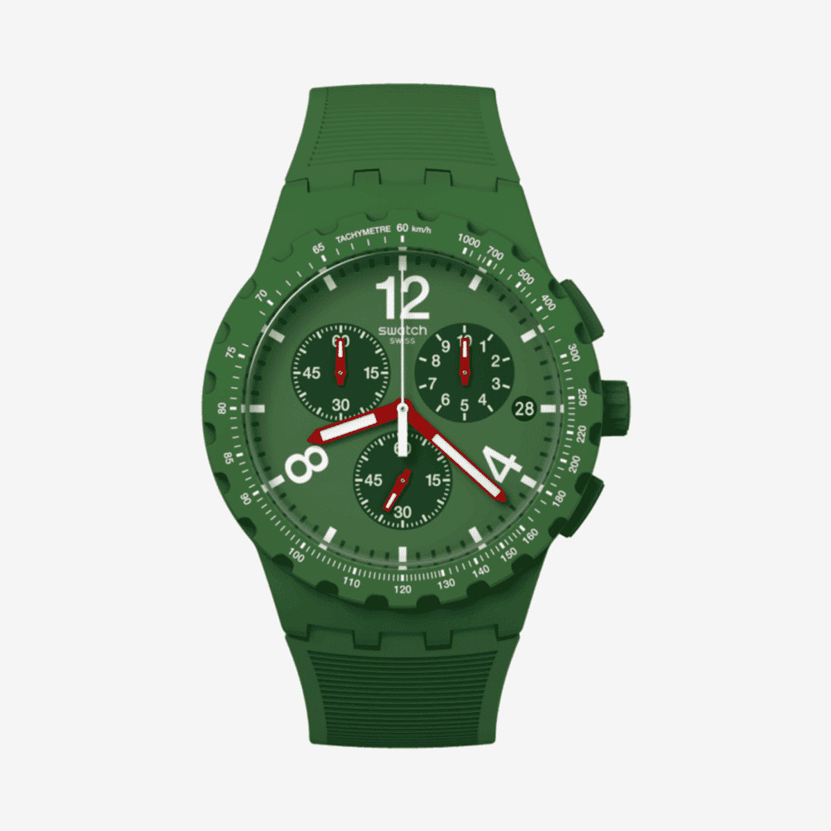 Reloj Swatch Primarily Green con cronógrafo, esfera verde y correa verde - SUSG407