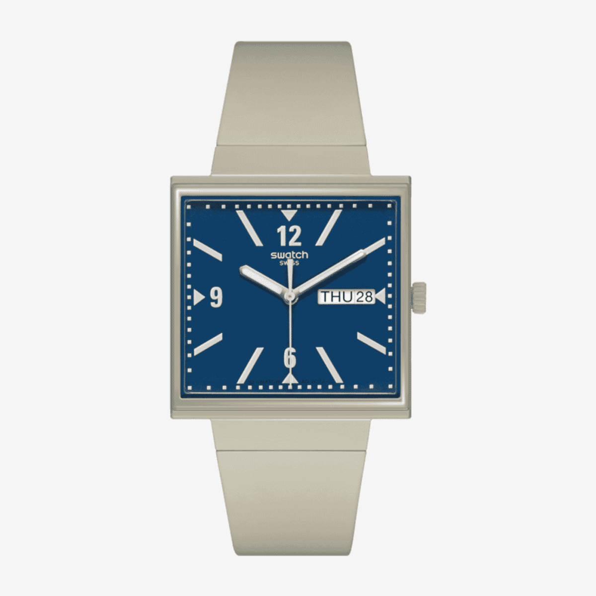 Reloj Swatch What If...beige con esfera azul, caja beige y correa beige - SO34T700