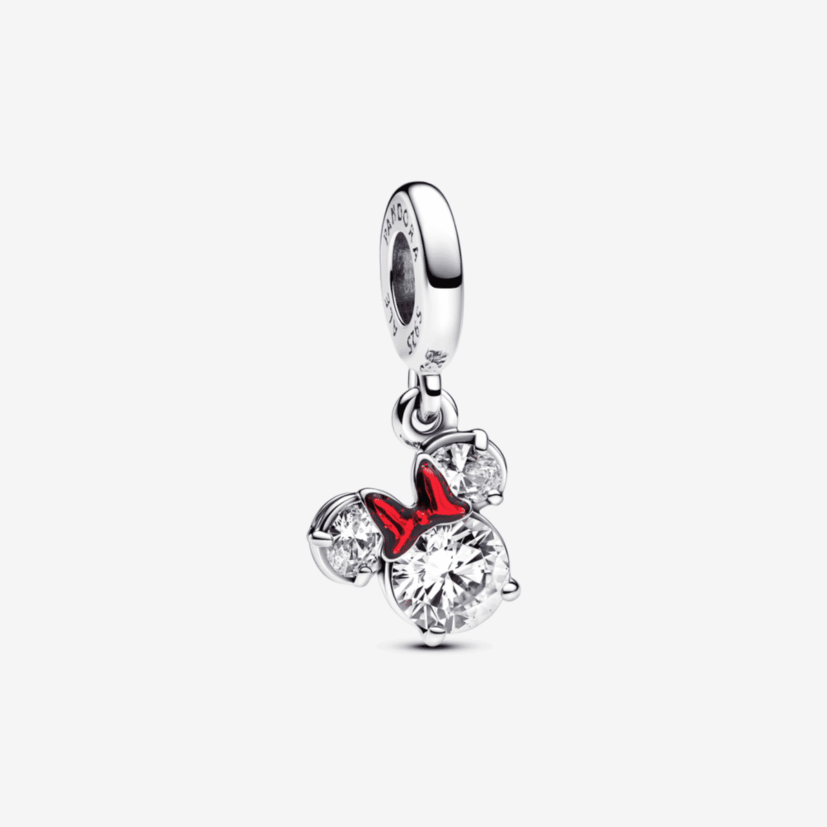Charm colgante Pandora de plata con diseño de Minnie Mouse de Disney con lazo rojo y cristales - 793533C01