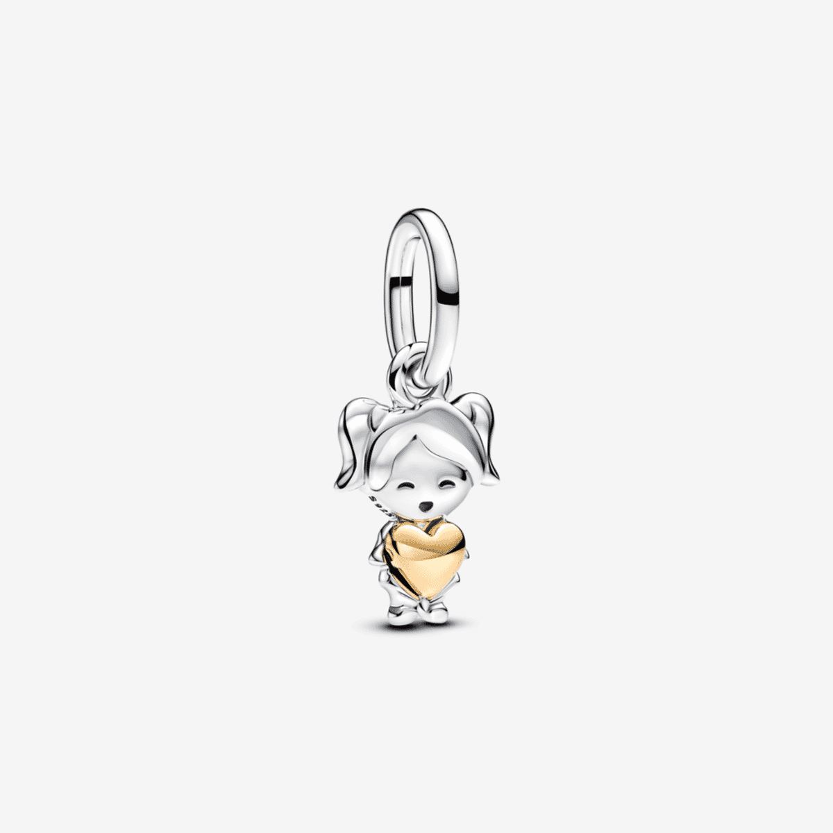 Charm colgante Pandora de plata y oro con diseño de niña feliz - 763601C00