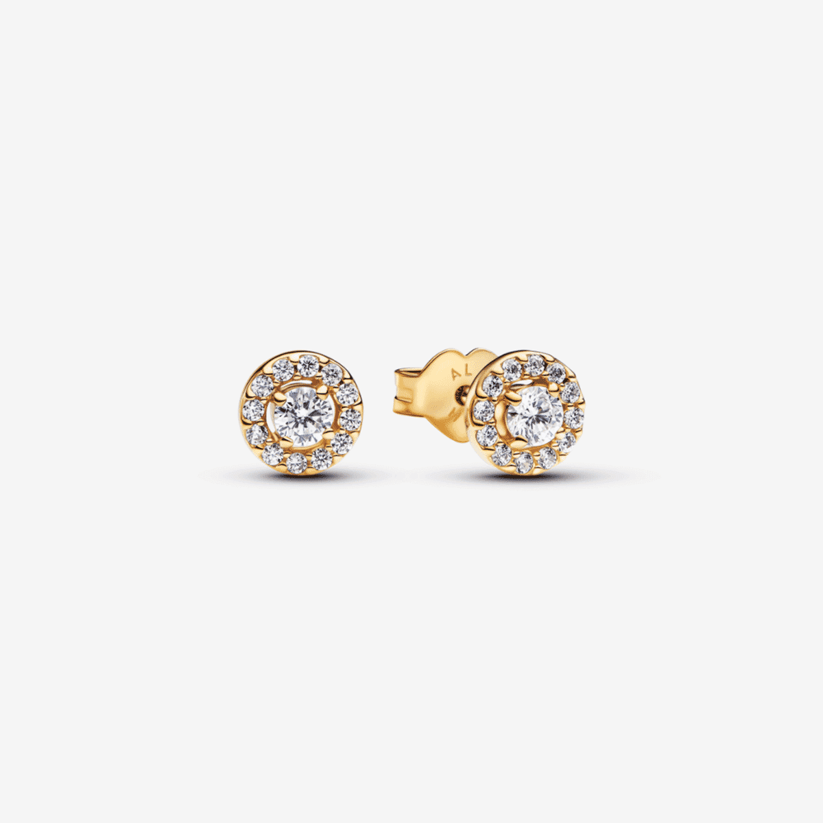 Pendientes de botón Pandora en aleación chapada en oro con cristales transparentes en diseño circular tipo halo - 263019C01