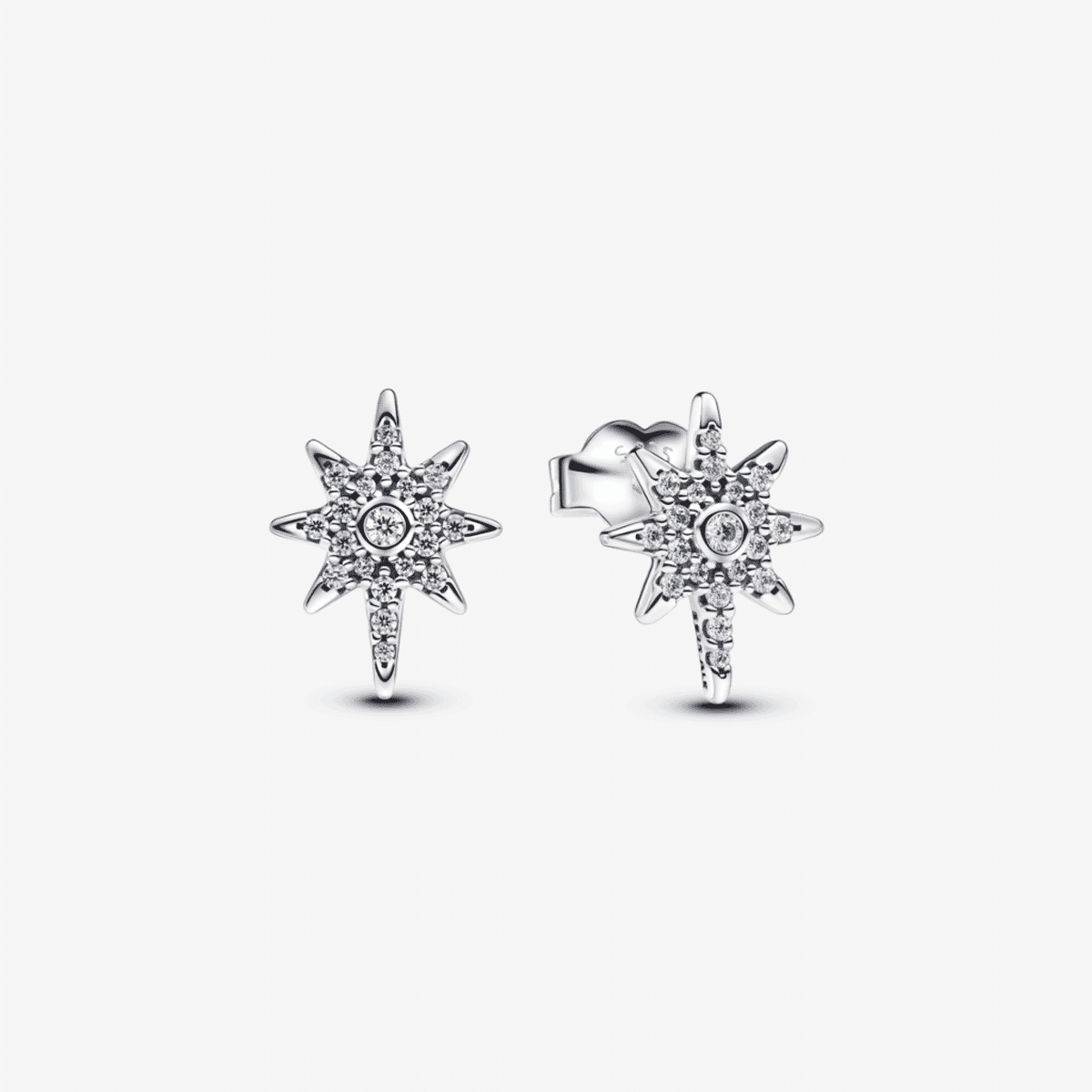 Pendientes Pandora de botón en plata de ley con diseño de estrella polar y cristales brillantes - 293587C01
