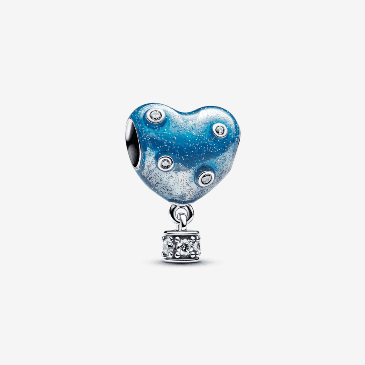 Charm Pandora en plata de ley con diseño de globo aerostático en forma de corazón azul degradado - 793595C01