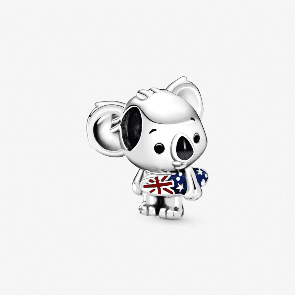 Charm Pandora Koala Surfero en plata con detalles esmaltados de bandera - 799031C01