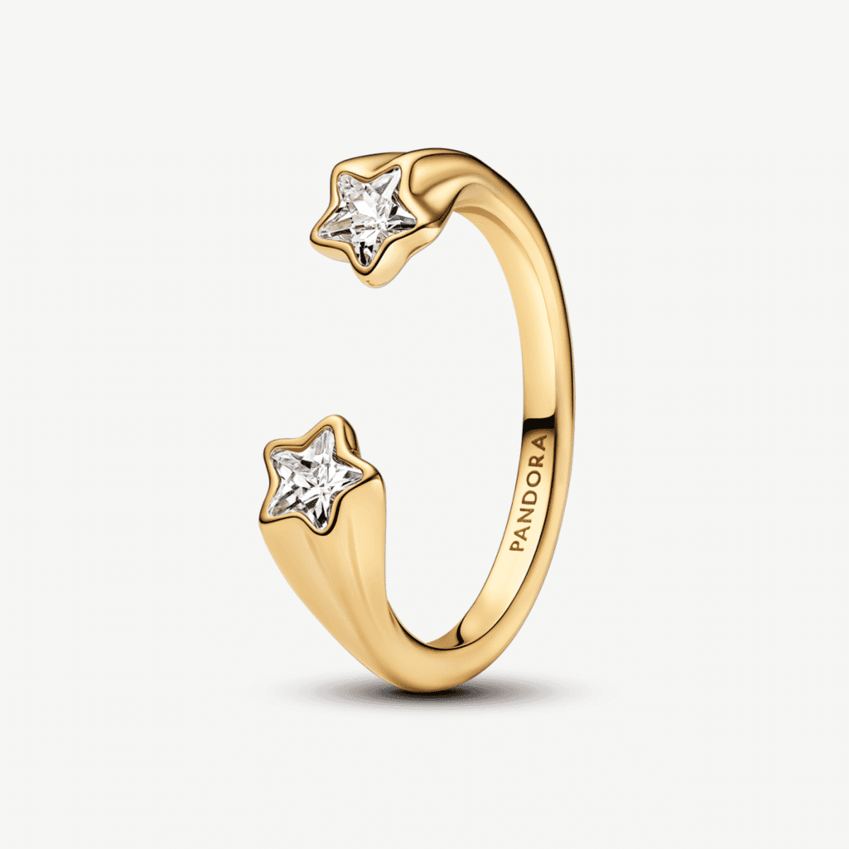 Anillo Pandora Abierto Estrellas Fugaces chapado en oro con cristales - 163582C01