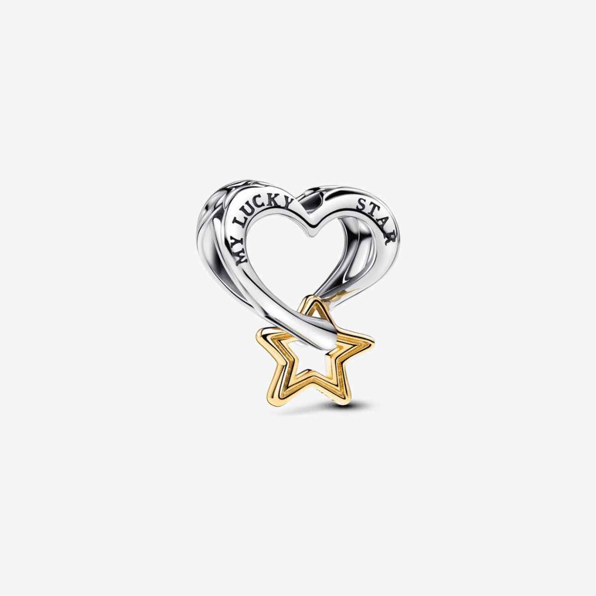 Charm Pandora Estrella y Corazón de la Suerte en plata con estrella dorada - 763513C00