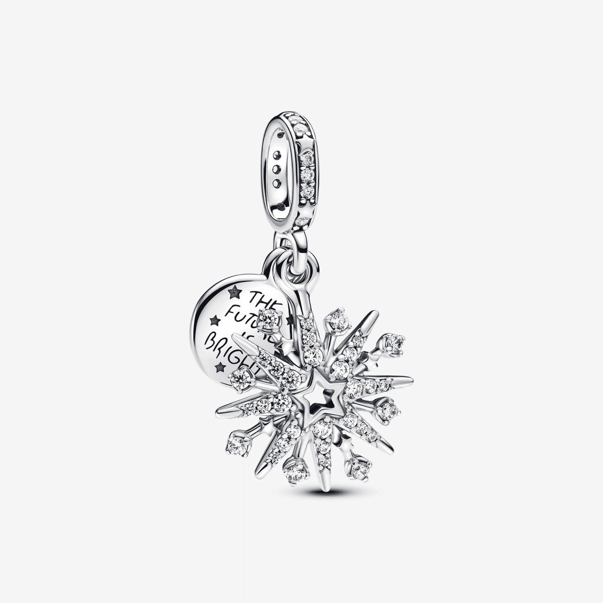Vista frontal del Charm Pandora Doble Colgante Fuegos Artificiales Brillantes. - 793512C01