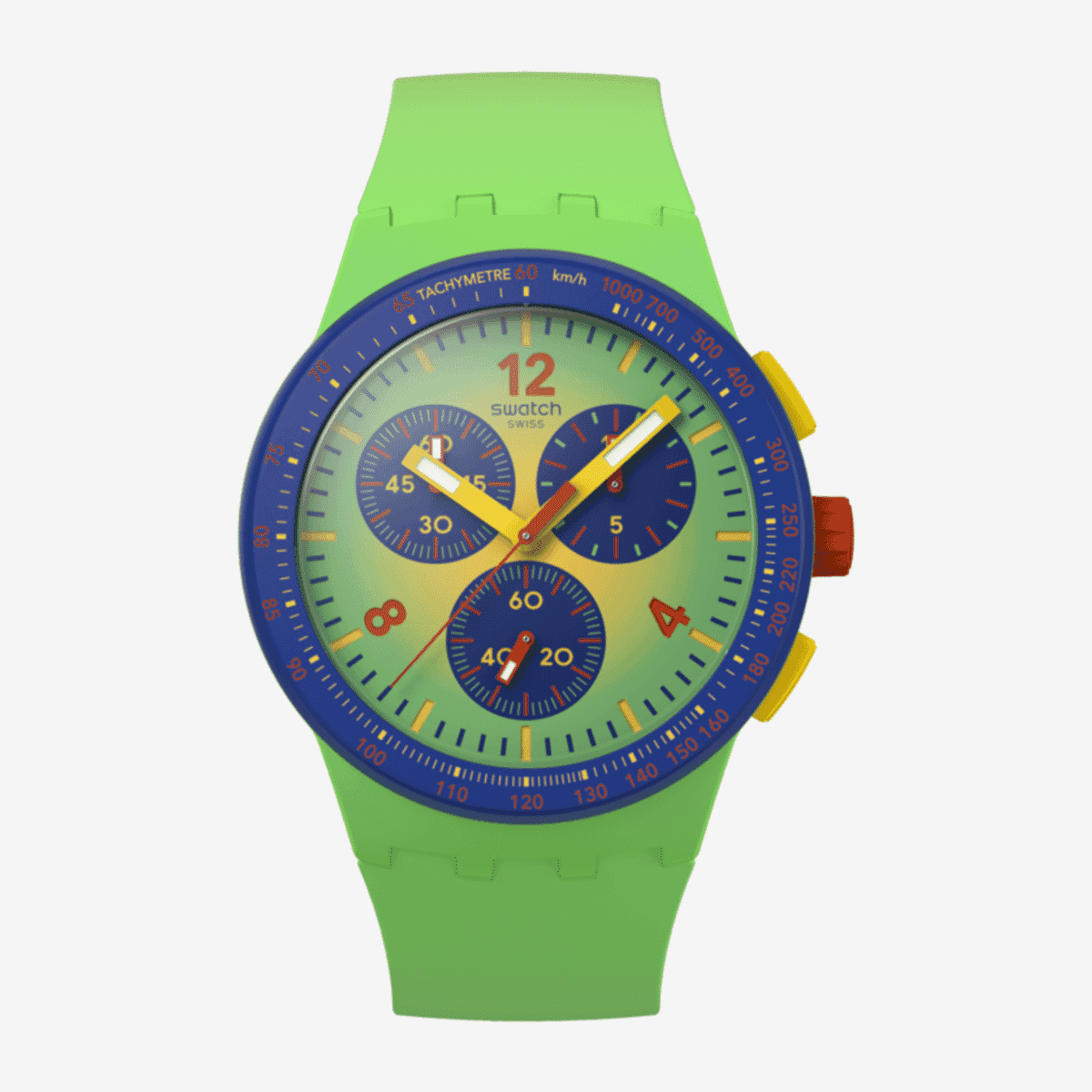 Reloj Swatch Flowing Freshly SUSG101 con correa de silicona verde y esfera verde - SUSG101