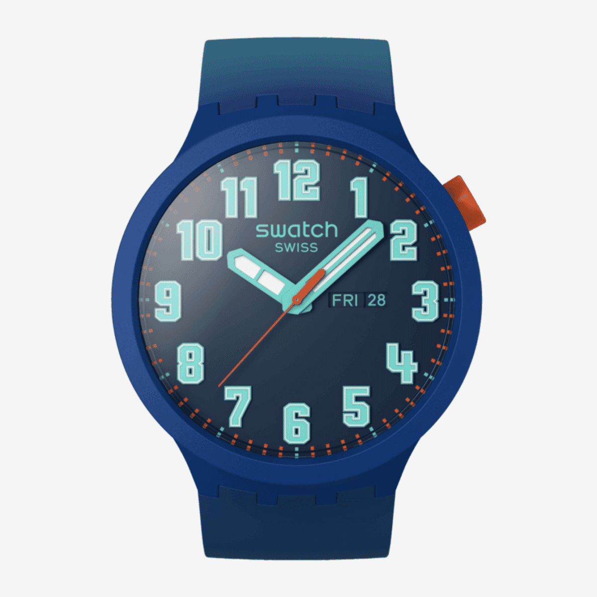 Reloj Swatch Essentially Bold SB01N700 con correa de silicona azul y esfera azul - SB01N700