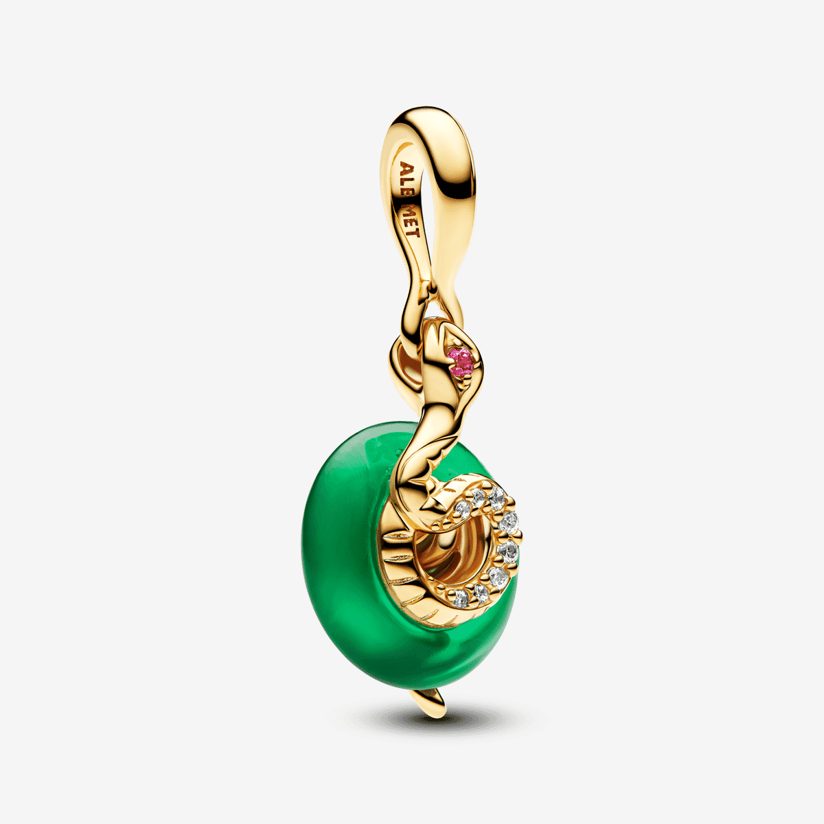 Charm Colgante Serpiente Verde de Cristal de Murano chapado en oro vista frontal - 763617C01