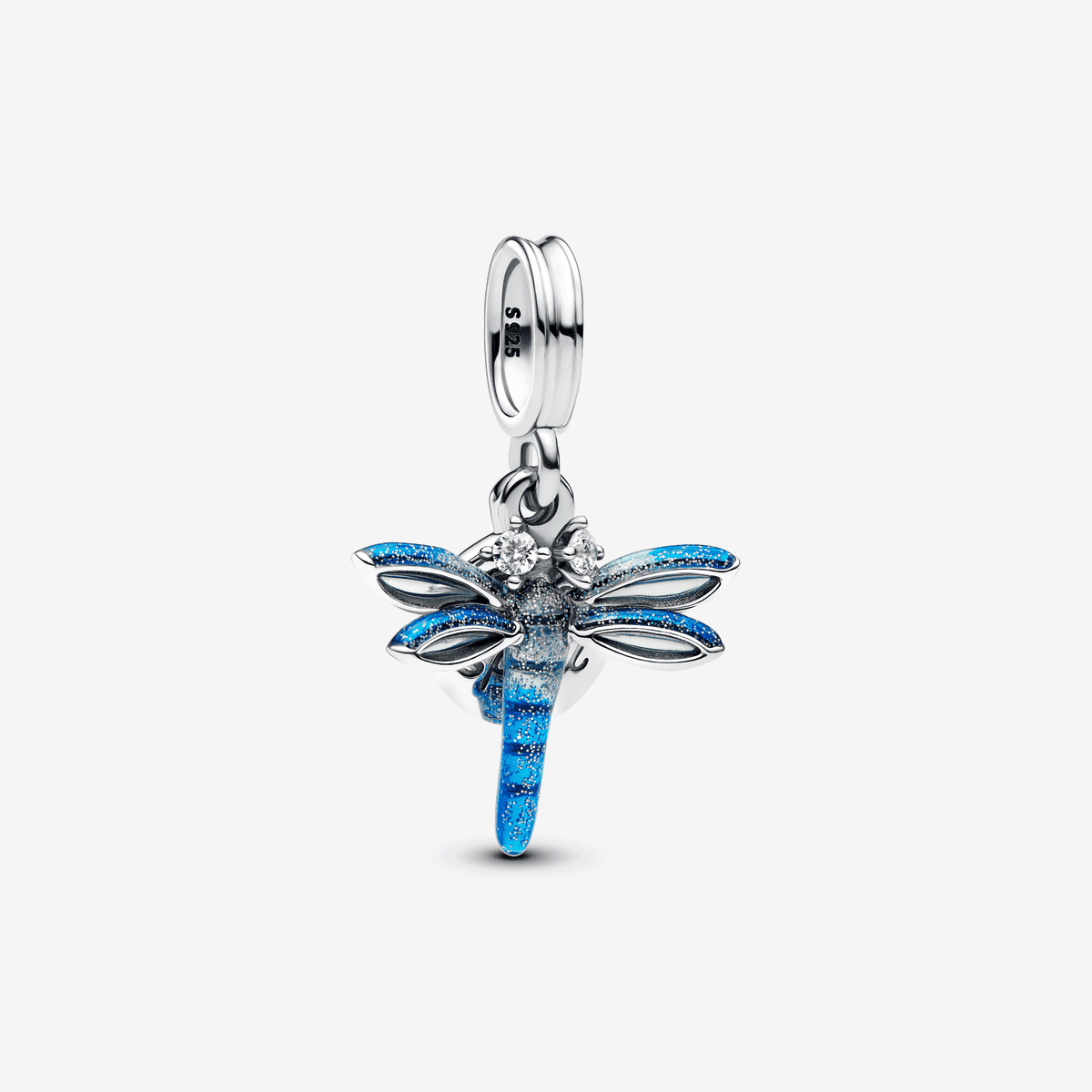 Charm Colgante Doble Libélula Pandora en plata de primera ley y esmalte azul vista frontal - 793745C01