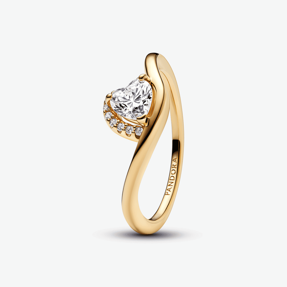 Anillo Corazón Ondulado en plata de primera ley chapada en oro - 163660C01
