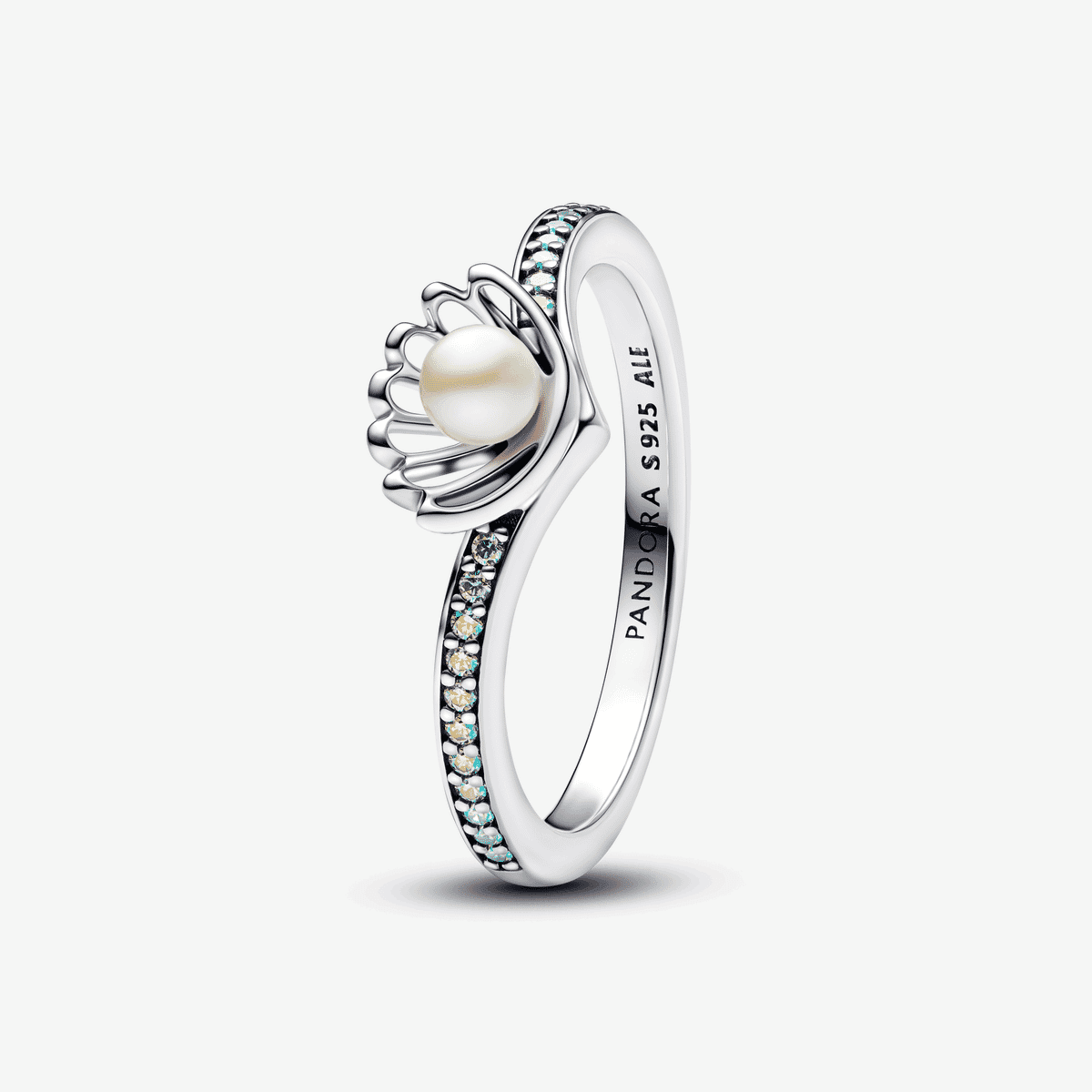 Anillo Perla Cultivada de Agua Dulce Tratada Concha Princesa Ariel de Disney en plata de primera ley - 193654C01