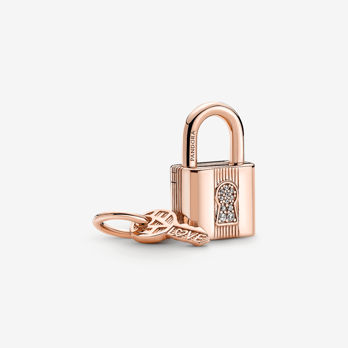 Charm Colgante Candado y Llave en plata de primera ley con chapado en oro rosa - 780088C01