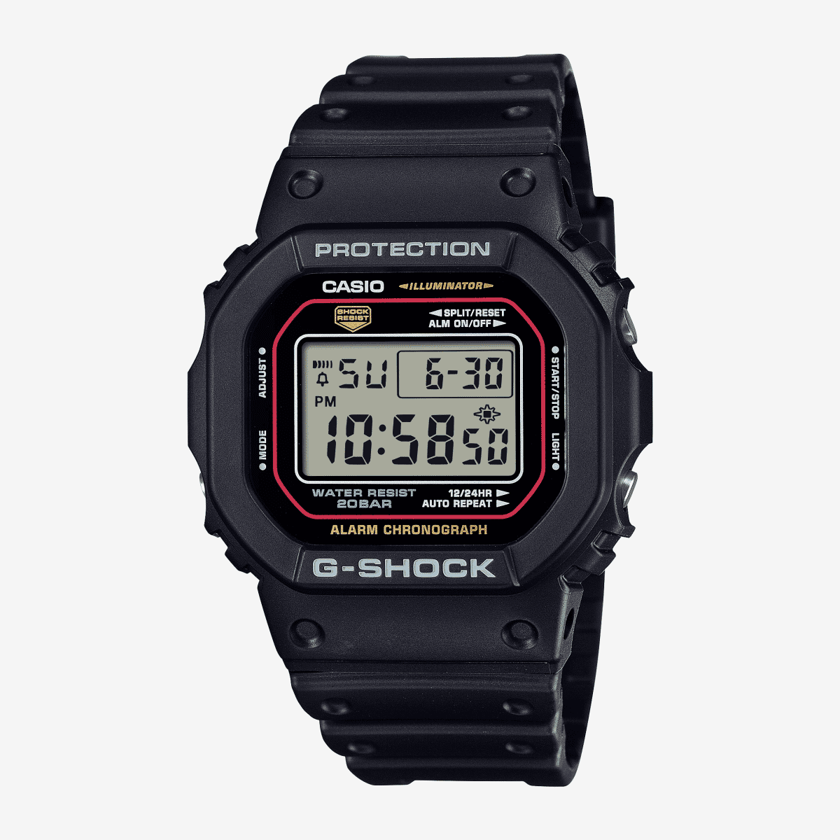 Reloj Casio G-Shock Origen DW-5600RL-1ER con brazalete negro y esfera negra vista frontal Reloj Casio G-Shock Origen DW-5600RL-1ER con brazalete negro y esfera negra vista frontal