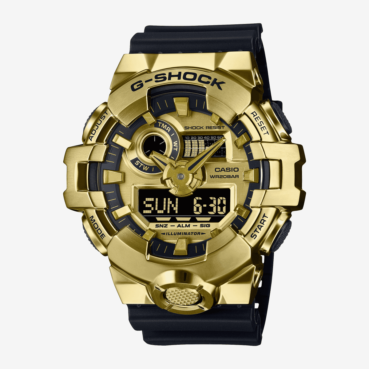 Vista frontal del Reloj Casio G-Shock G-Steel GM-700G-9AER con brazalete negro y esfera negra Vista frontal del Reloj Casio G-Shock G-Steel GM-700G-9AER con brazalete negro y esfera negra