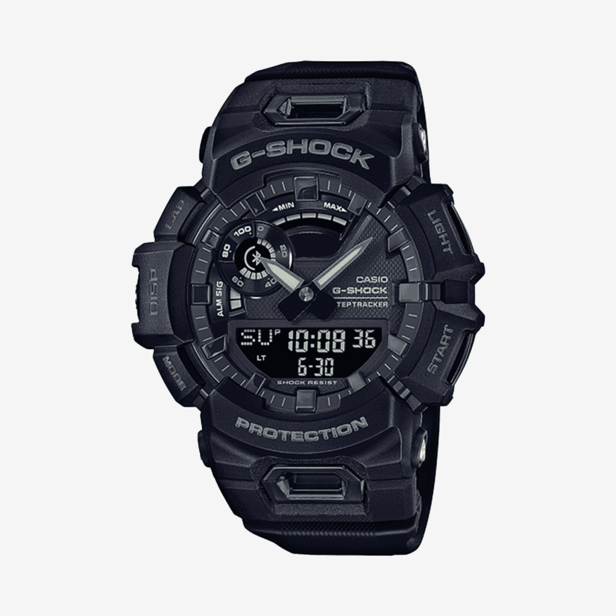 Vista frontal del Reloj Casio G-Shock G-Squad GBA-900-1AER con brazalete negro y esfera negra Vista frontal del Reloj Casio G-Shock G-Squad GBA-900-1AER con brazalete negro y esfera negra