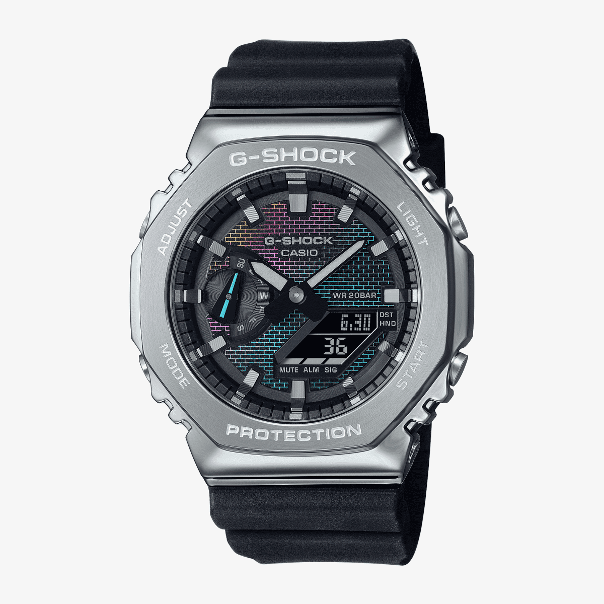 Vista frontal del Reloj Casio G-Shock G-Steel GM-2100RW-1AER con brazalete negro y esfera negra Vista frontal del Reloj Casio G-Shock G-Steel GM-2100RW-1AER con brazalete negro y esfera negra