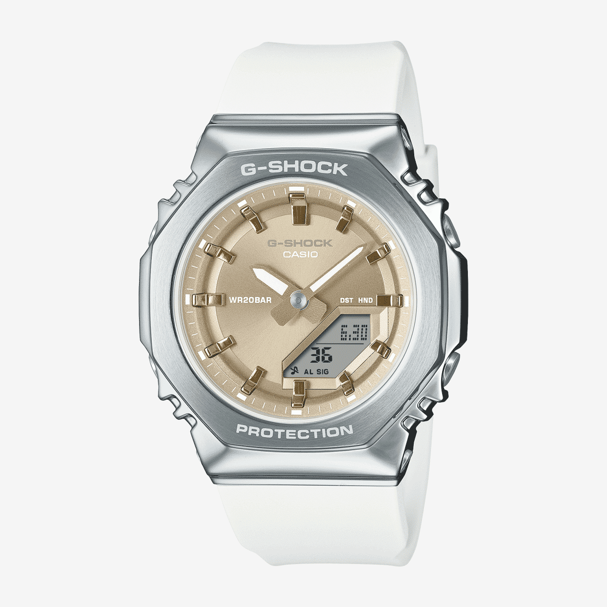 Reloj Casio G-Shock Classic GM-S2110-7A9ER con brazalete blanco y esfera dorada Reloj Casio G-Shock Classic GM-S2110-7A9ER con brazalete blanco y esfera dorada
