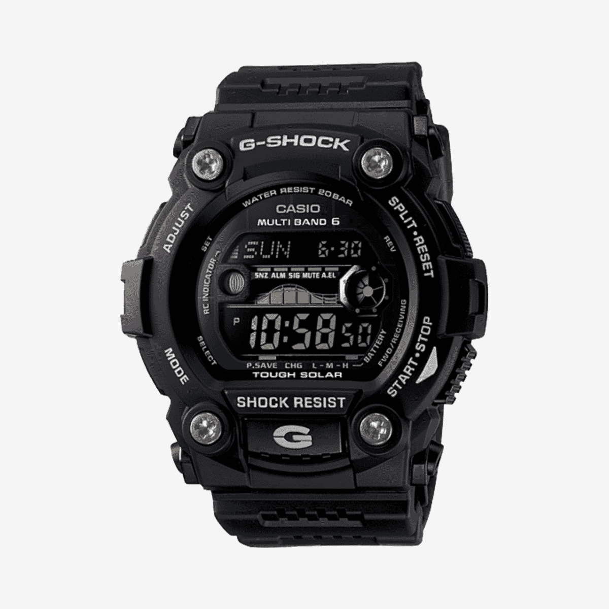 Vista frontal del Reloj Casio G-Shock Digital GW-7900B-1ER con brazalete negro y esfera negra Vista frontal del Reloj Casio G-Shock Digital GW-7900B-1ER con brazalete negro y esfera negra
