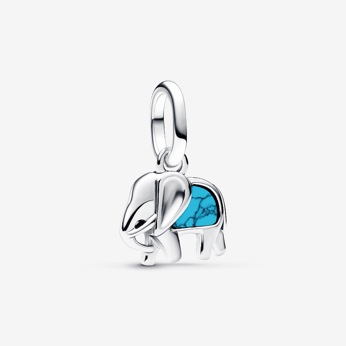 Charm Mini Colgante Elefante Azul Turquesa en plata de ley con gema turquesa sintética vista frontal - 793858C01 Charm Mini Colgante Elefante Azul Turquesa en plata de ley con gema turquesa sintética vista frontal - 793858C01