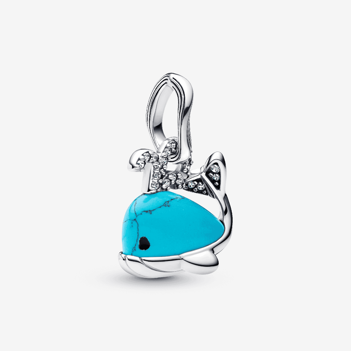 Charm Colgante Ballena Color Turquesa en plata de primera ley y esmalte turquesa vista de cerca - 793822C01
