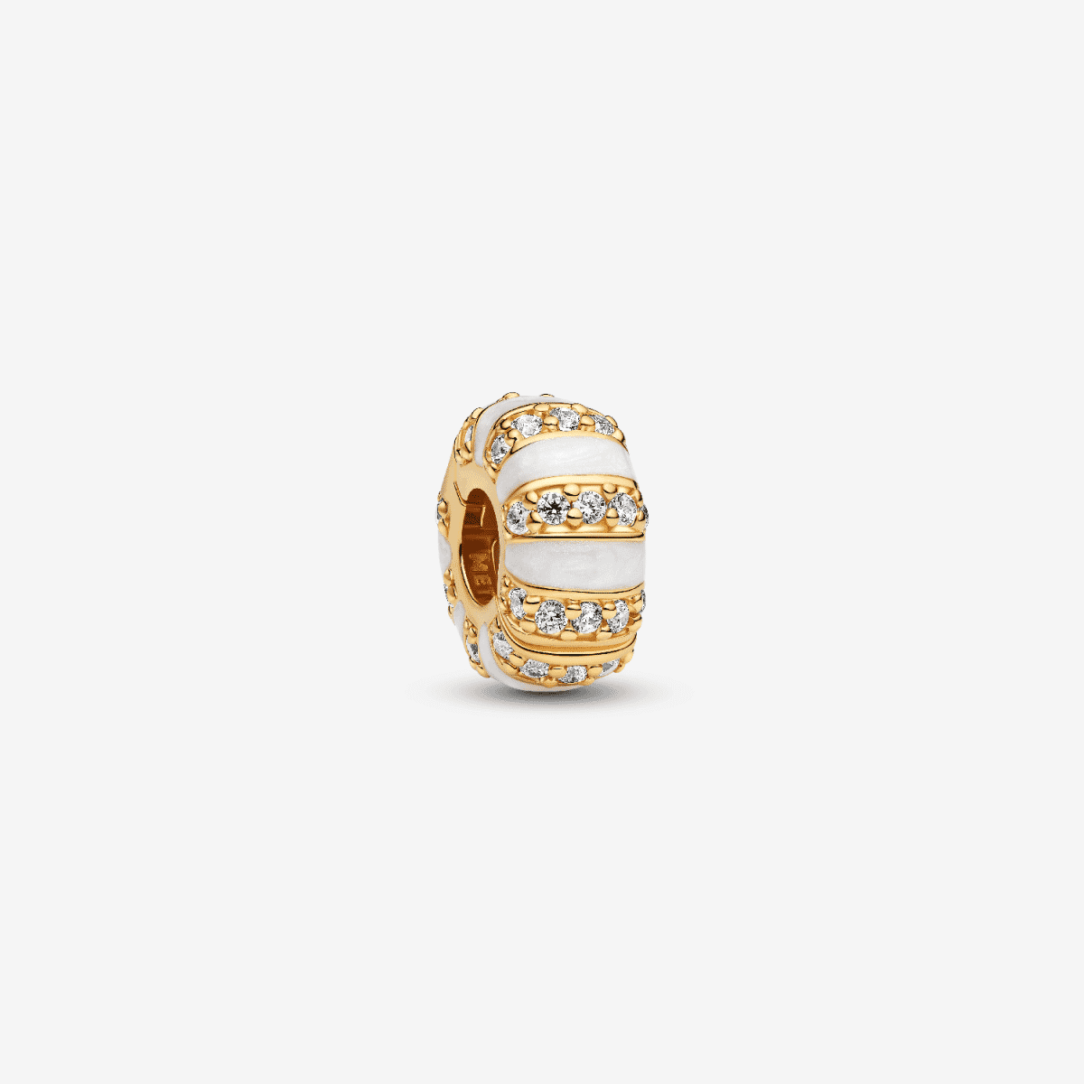 Charm de Clip Esmalte y Gemas Pandora con chapado en oro y circonitas blancas vista frontal - 763785C01