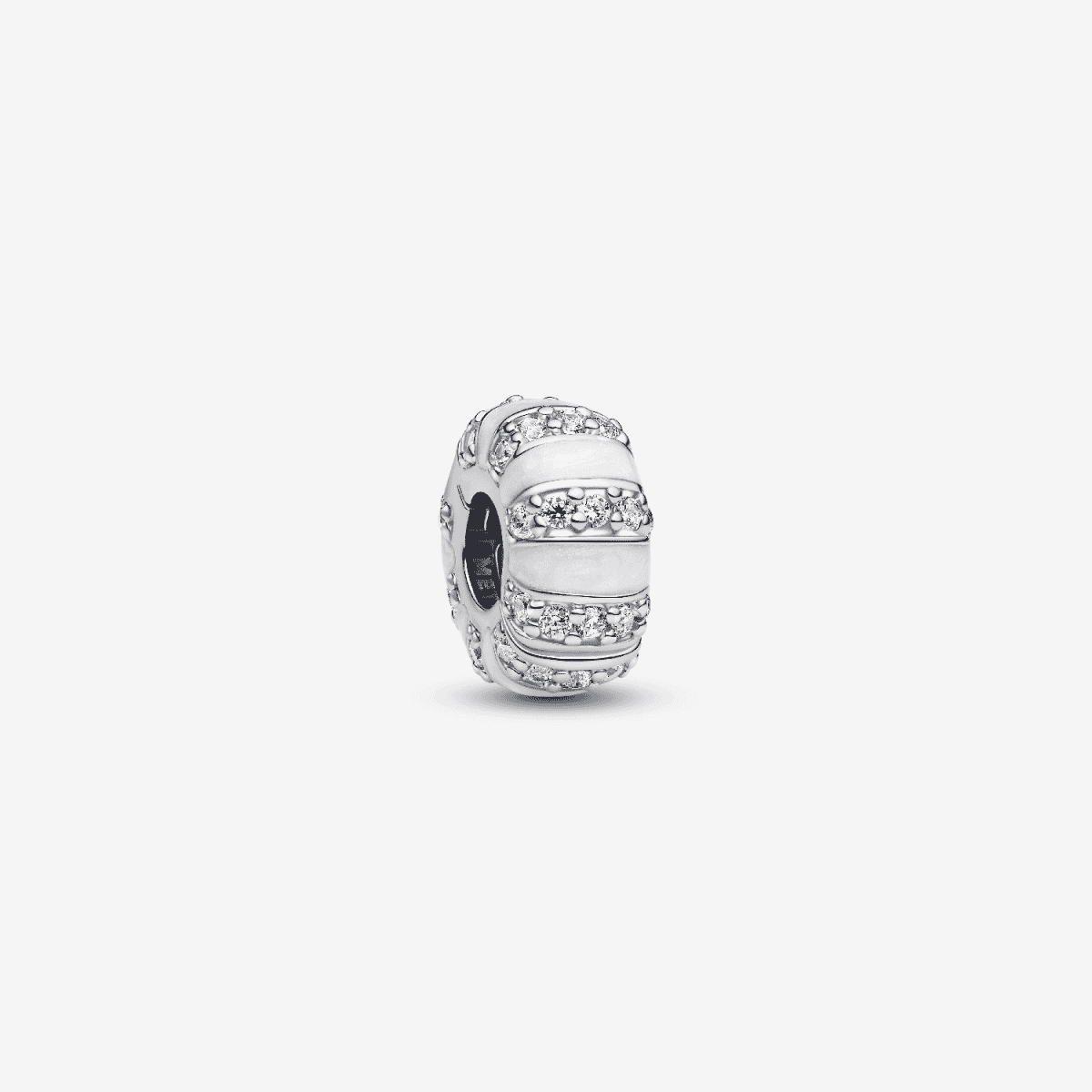 Charm de Clip Esmalte y Gemas Pandora en plata de primera ley y esmalte blanco con circonitas cúbicas vista frontal - 793785C01