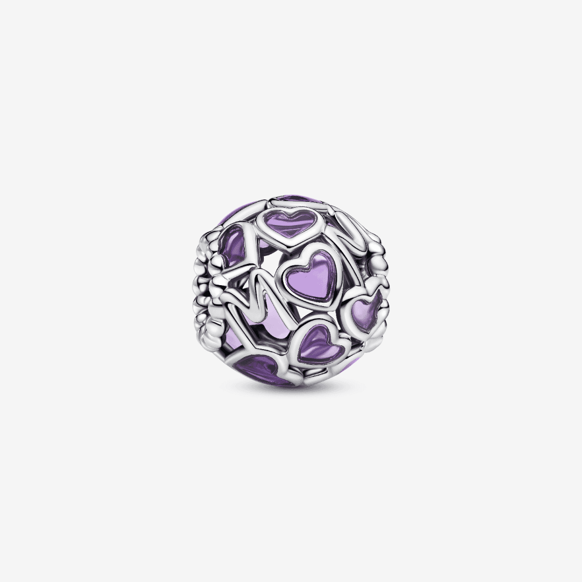 Charm Pandora Mama y Corazones de Filigrana en plata de primera ley y resina color violeta - 793772C01