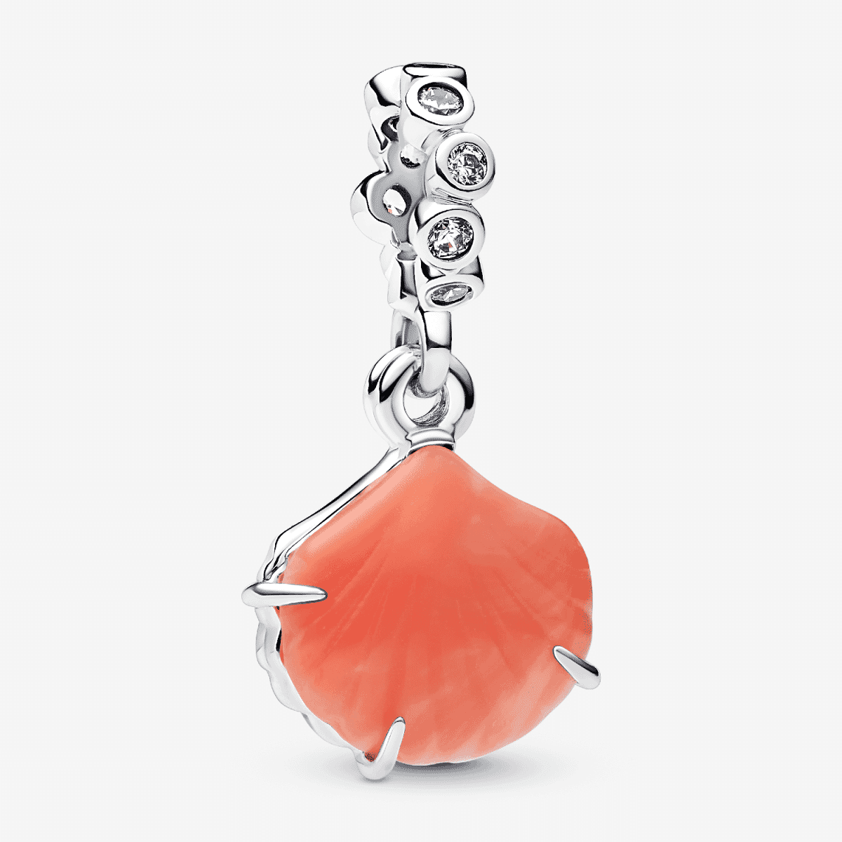 Charm Colgante Doble Concha Color Coral en plata de primera ley y color rojo vista frontal - 793821C01 Charm Colgante Doble Concha Color Coral en plata de primera ley y color rojo vista frontal - 793821C01