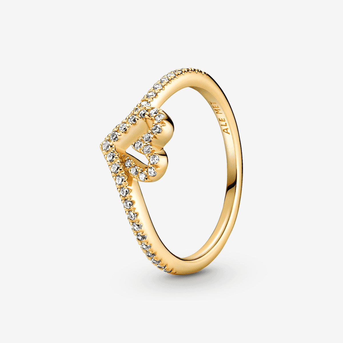 Vista frontal del Anillo Corazón Deseo Brillante chapado en oro - 169302C01