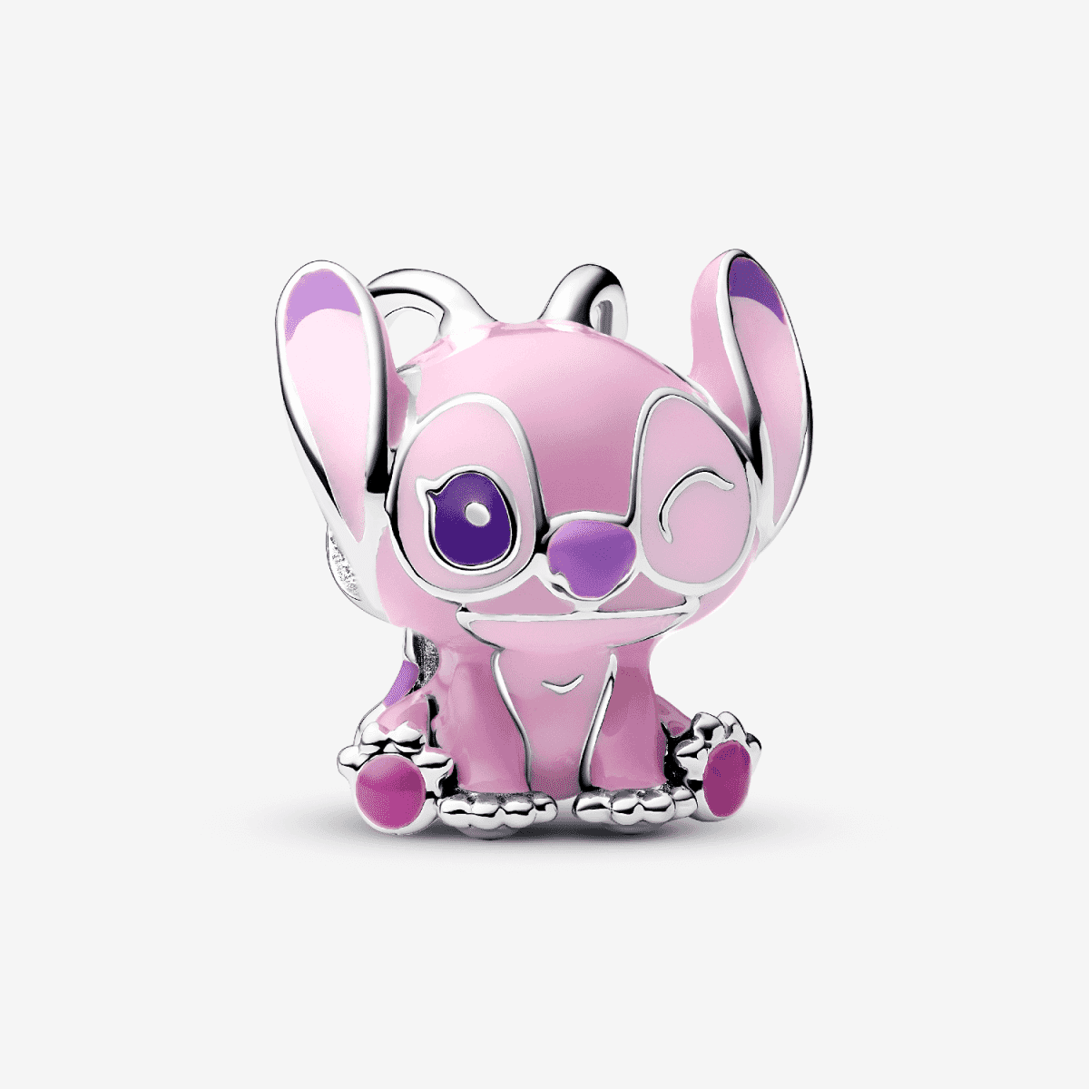 Vista frontal del Charm Angel de Lilo y Stitch de Disney en plata de primera ley y esmalte rosa - 793739C01 Vista frontal del Charm Angel de Lilo y Stitch de Disney en plata de primera ley y esmalte rosa - 793739C01